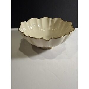 Lenox Symphony Fluted Candy Dish Bowl 6" Vintage Ivory Fine China Gold Trim